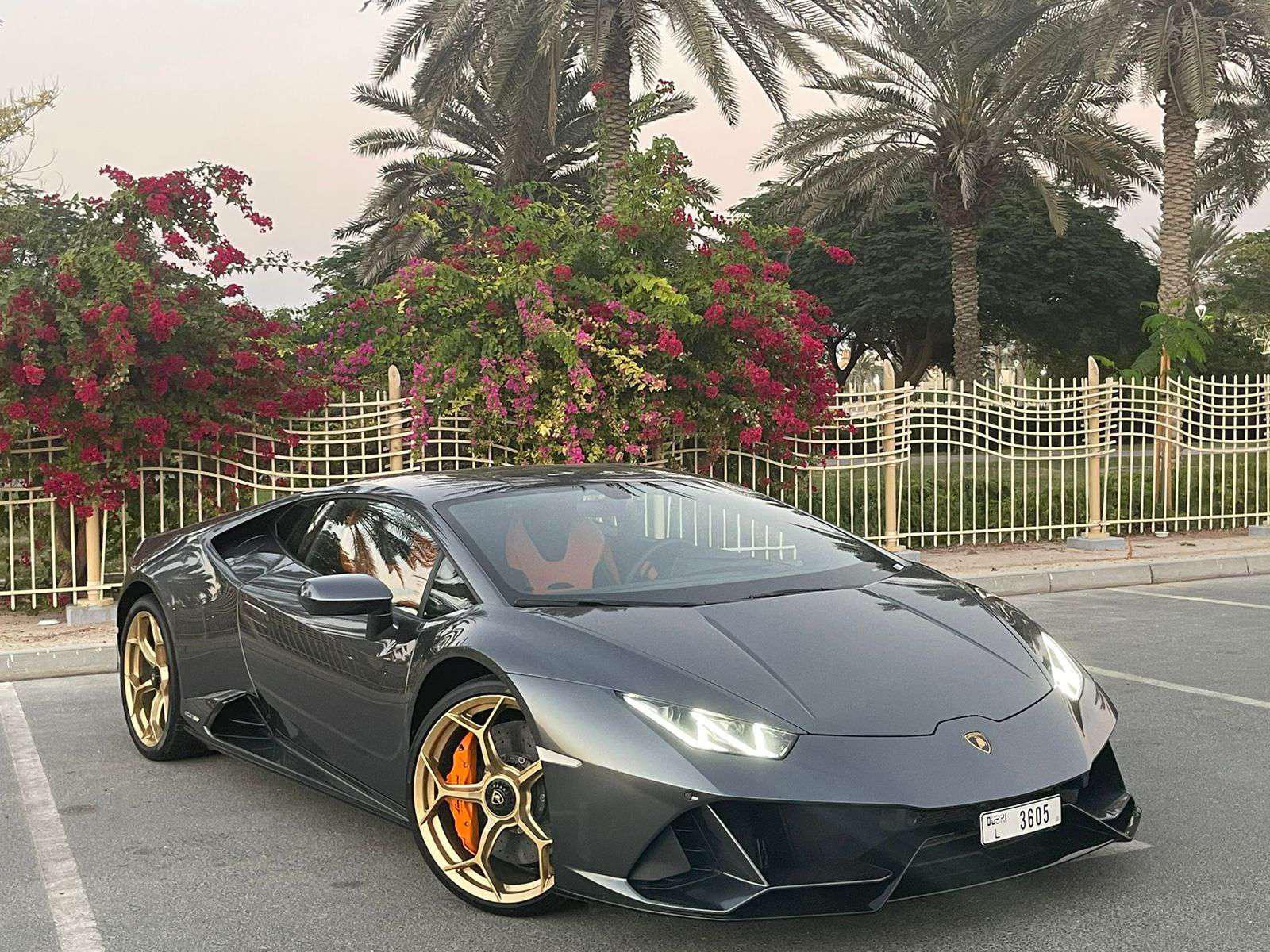 Lamborghini Huracan Evo Coupe grey Without Deposit  2022 rental dubai