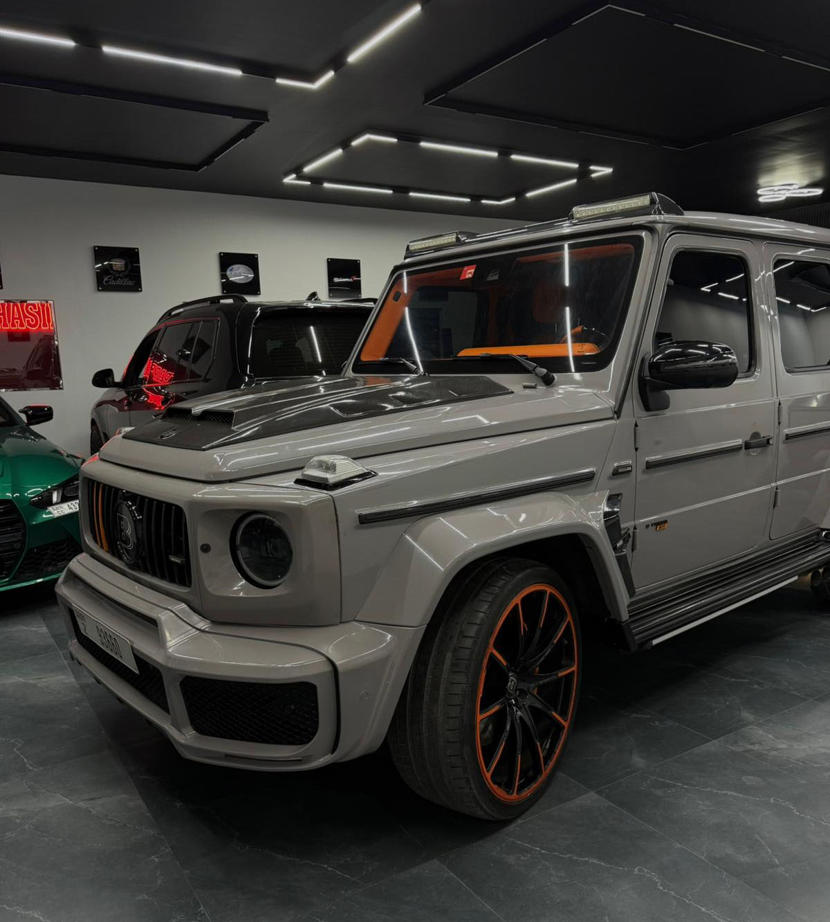 hire Mercedes G-Class Brabus 800 Carbon Kit Grey & Orange 2024 in dubai
