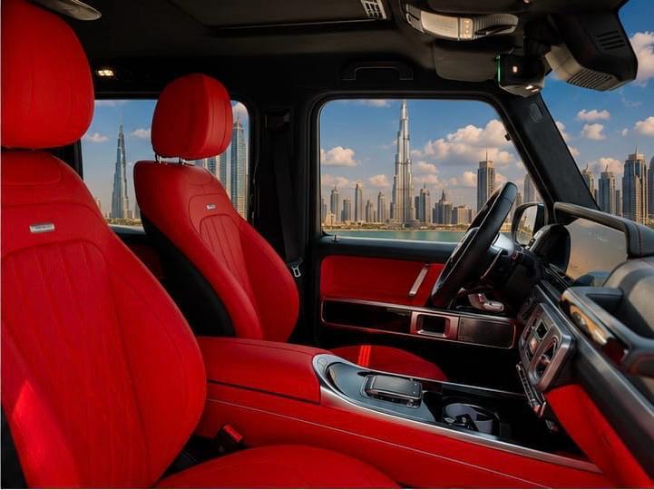 hire Mercedes G63 AMG  Black and Red interrior 2025 in dubai